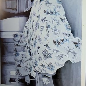 Marina decoration rich print stitching coverlet bedspread 3pc birds leaves Q New